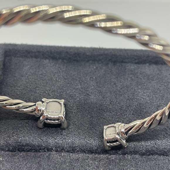 David Yurman Sterling Silver Black Onyx Hematite Chatelaine Bypass 4mm Bracelet - Picture 7 of 11